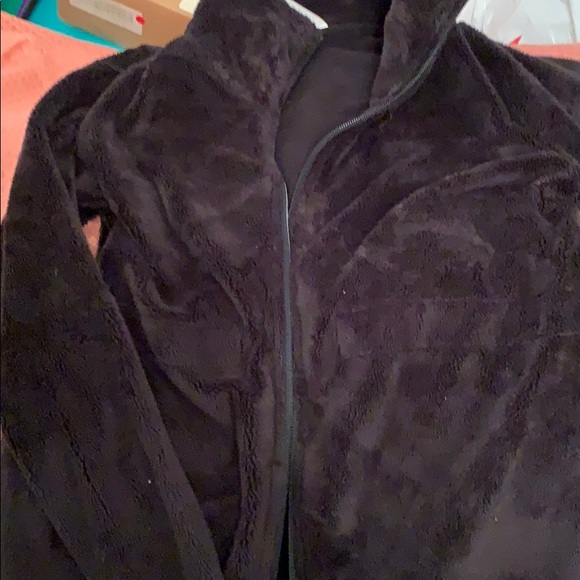 LUCY fluffy black fleece zip jacket with back  bow - Picture 3 of 13